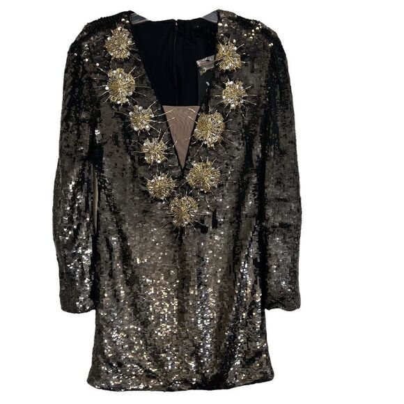 X By NBD Bryson Embellished Mini Dress in Pewter & Gold - Picture 3 of 10